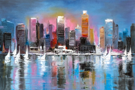 oil painting of a cityscape