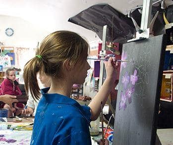 Setting up a Kid’s Art Gallery at Home young student oil painting at Hunakai Studio